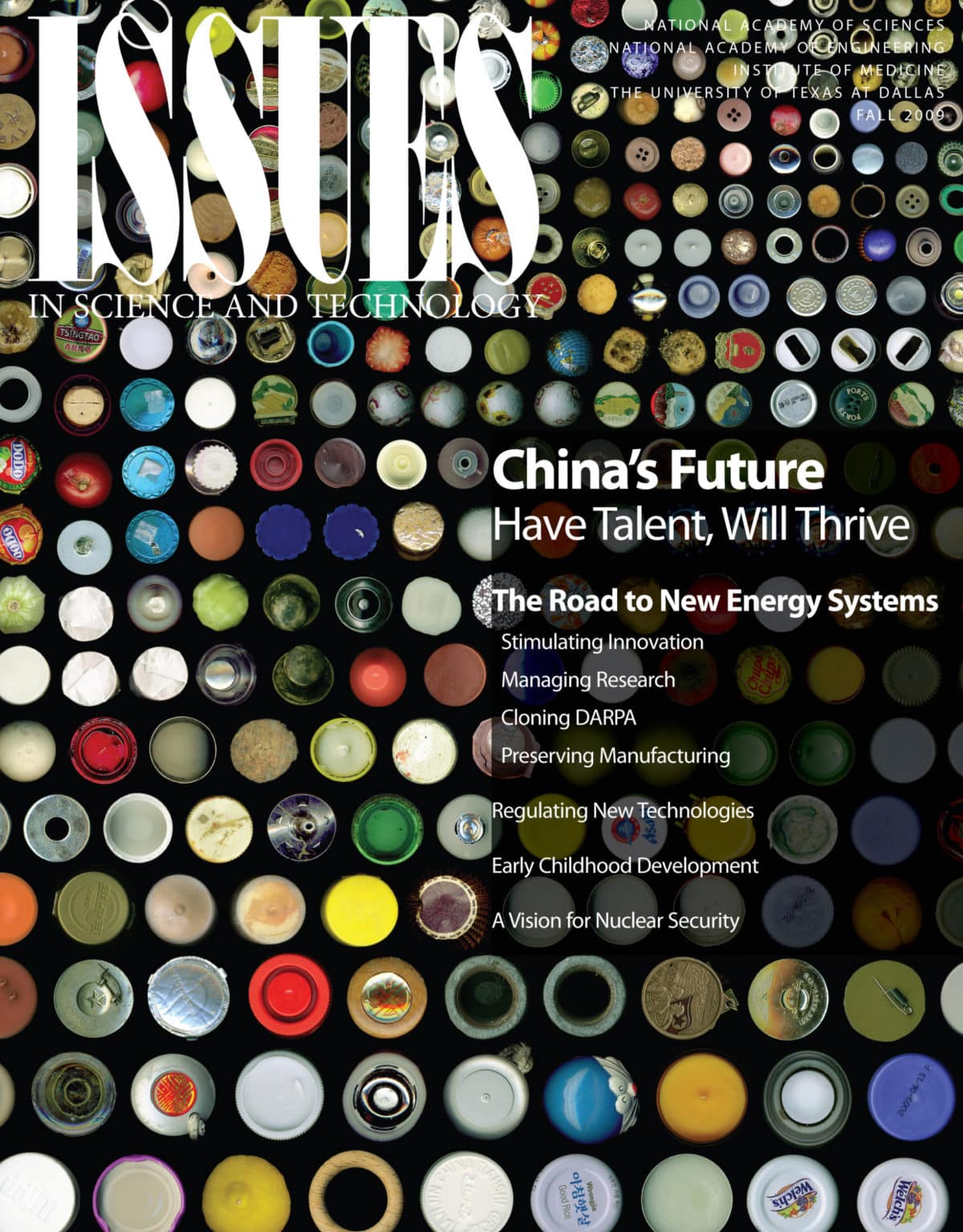 Magazine cover displays round trinkets arranged in orderly columns