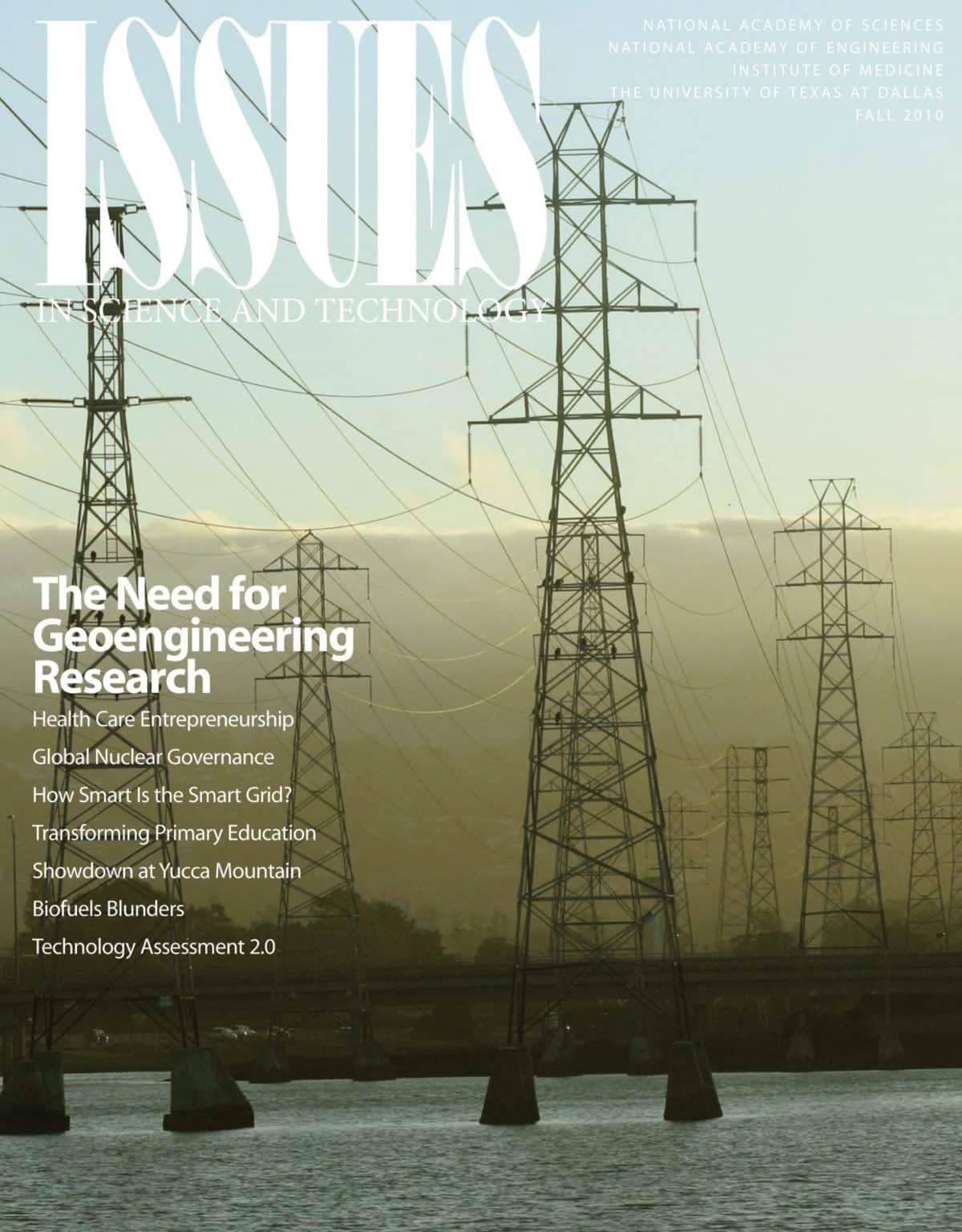 Issues Fall 2010 The Need for Geoengineering Research Cover