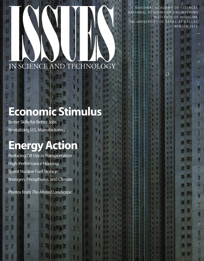 Issues Winter 2021 Economic Stimulus and Energy Action front cover with high rise buildings