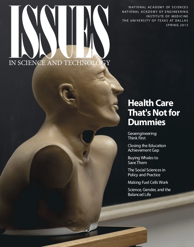 Magazine cover with a bust of a dummy