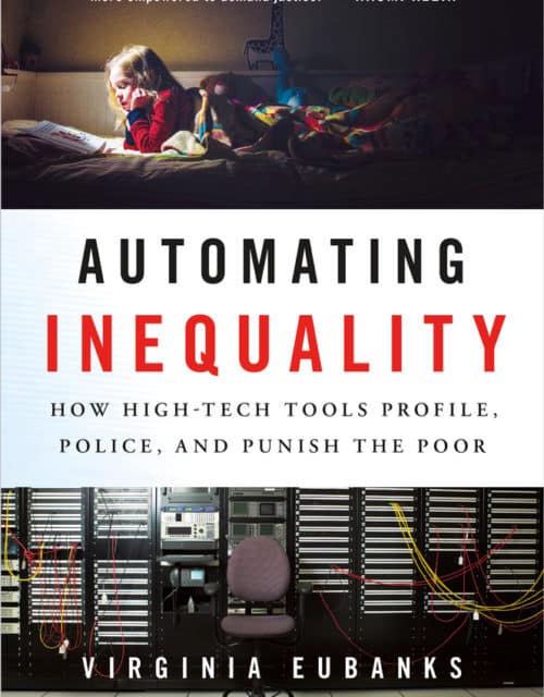 Text seperates a picture of a child in bed and a computer server room