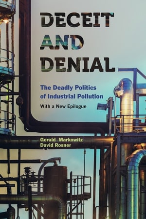 Deceit and Denial Book Cover with Industrial Machines