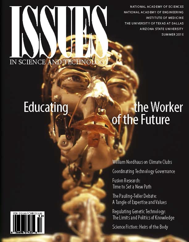 Magazine cover shows model skeleton with robotic face